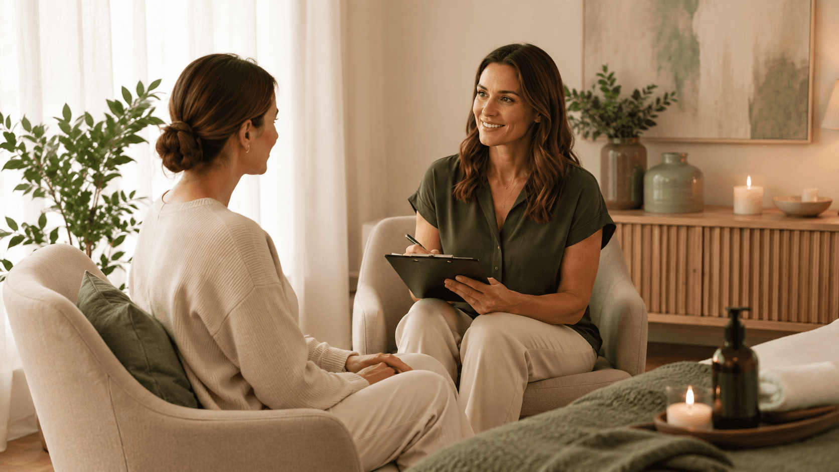 A calm, supportive wellness consultation